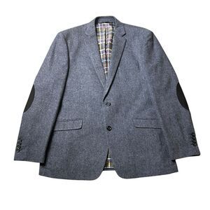 Blazer Men 44R Blue Wool Sport Coat‎ Elbow Patches Preppy Academia nautical prep
